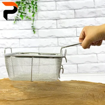 توری روغن گیر مربع استیل دسته تاشو بزرگ - Image 2