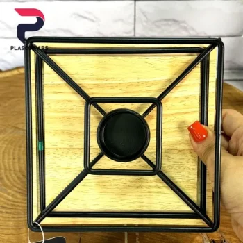 وارمر مربع فلزی پایه چوبی مشکی - Image 3