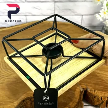 وارمر مربع فلزی پایه چوبی مشکی - Image 4