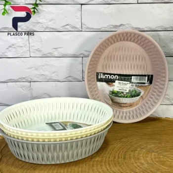 سبد نان و سبزی  بیضی طرح بامبو لیمون