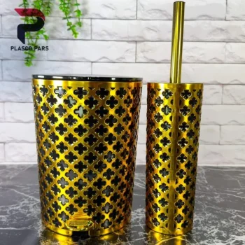 سطل فرچه طرح گل طلایی لیمون