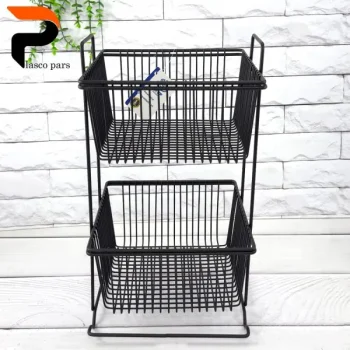 جا سیب پیازی مربع 2 طبقه مشکی کاراتک - Image 5