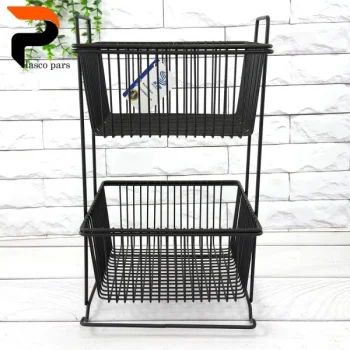 جا سیب پیازی مربع 2 طبقه مشکی کاراتک