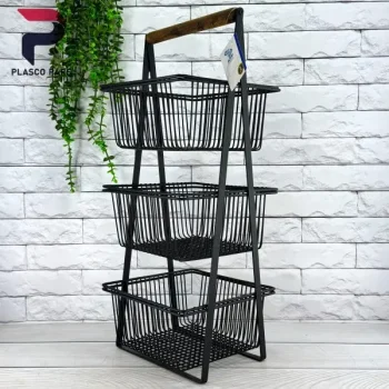 جا سیب پیازی 3 طبقه دسته چوبی کاراتک