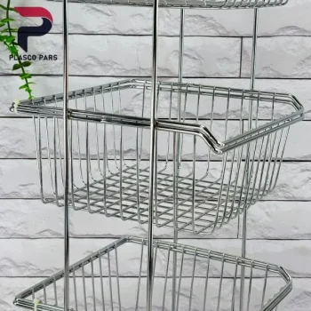 جا سیب زمینی و پیاز 3 طبقه مربع سوپری کروم 385 - Image 4