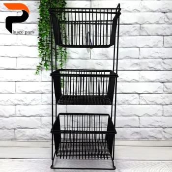 جا سیب پیازی مربع 3 طبقه مشکی کاراتک