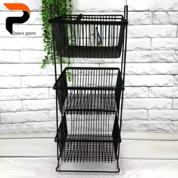 جا سیب پیازی مربع 3 طبقه مشکی کاراتک - Image 3