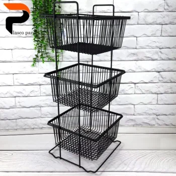 جا سیب پیازی مربع 3 طبقه مشکی کاراتک - Image 2