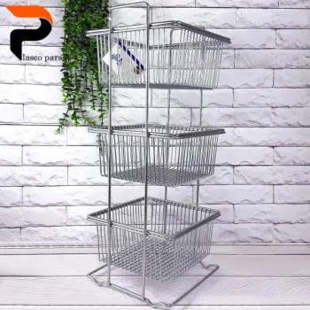 جا سیب پیازی مربع 3 طبقه کروم کاراتک - Image 3