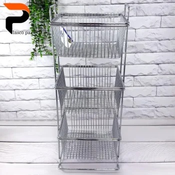 جا سیب پیازی مربع 3 طبقه کروم کاراتک