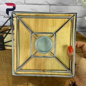 وارمر مربع فلزی پایه چوبی کروم