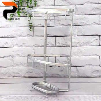 جاشامپویی کنج 2 طبقه سینی دار نقره ای - Image 3