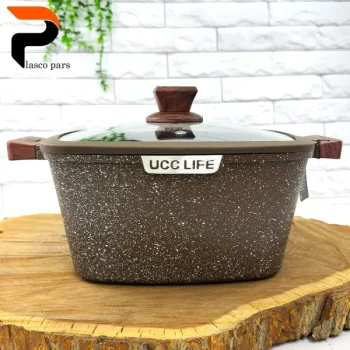 قابلمه گرانیتی مربعی قهوه ای 28 UCCLIFE