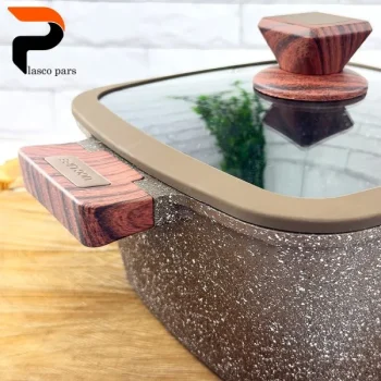 قابلمه گرانیتی مربعی قهوه ای 28 UCCLIFE - Image 4