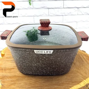 قابلمه گرانیتی مربعی قهوه ای 32 UCCLIFE