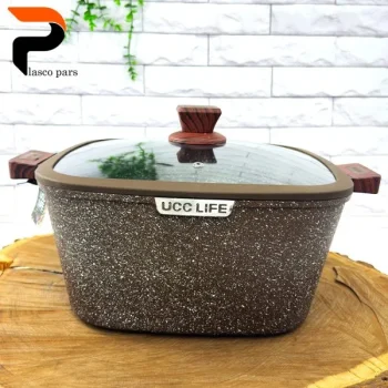 قابلمه گرانیتی مربعی قهوه ای 32 UCCLIFE - Image 4