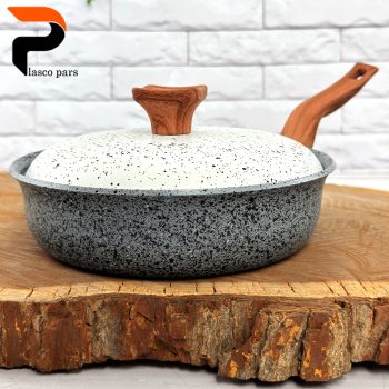 تابه 20 تکدسته دسته چوبی گرانیتی طوسی سفید هاناتک - Image 3