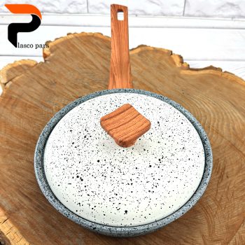 تابه 20 تکدسته دسته چوبی گرانیتی طوسی سفید هاناتک - Image 2