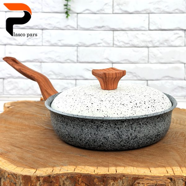 تابه 20 تکدسته دسته چوبی گرانیتی طوسی سفید هاناتک