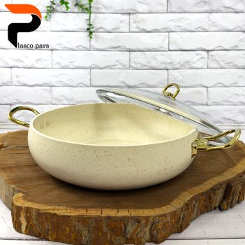 تابه 28 خمره ای دودسته درب پیرکس کرمی هاناتک - Image 5