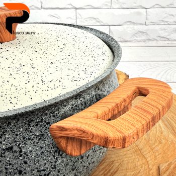 قابلمه 24 دسته چوبی گرانیتی طوسی سفید هاناتک - Image 8