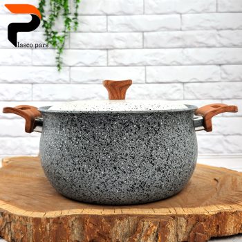 قابلمه 24 دسته چوبی گرانیتی طوسی سفید هاناتک - Image 7