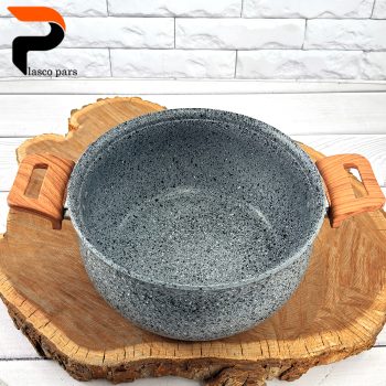 قابلمه 24 دسته چوبی گرانیتی طوسی سفید هاناتک - Image 5