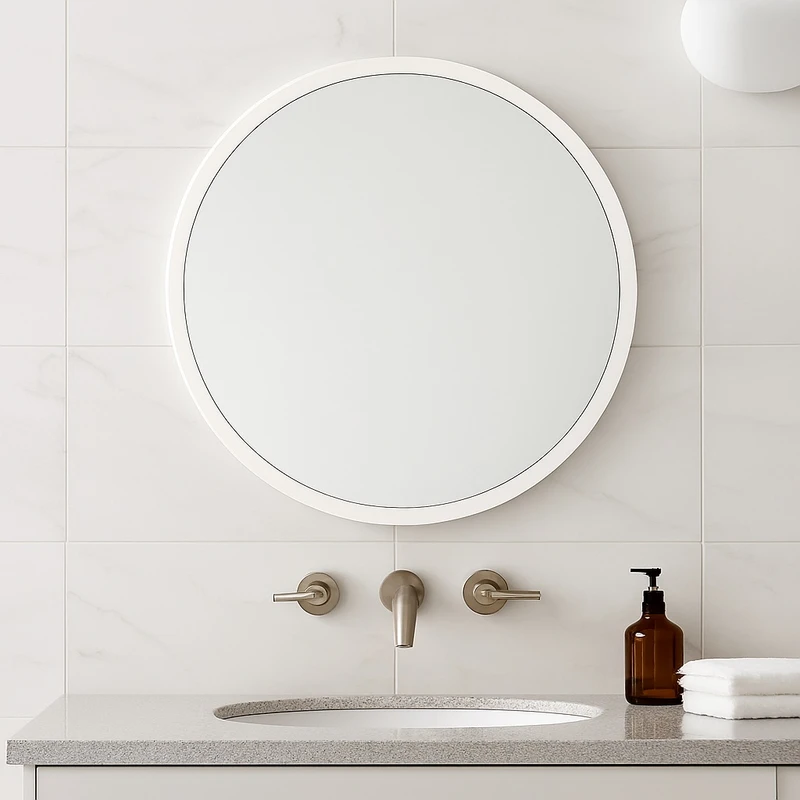 آینه گرد آلومینیوم سفید کوچک ارغوان اطلس