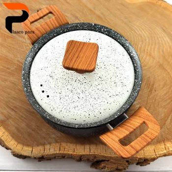 قابلمه 16 دسته چوبی گرانیتی مشکی سفید هاناتک - Image 2