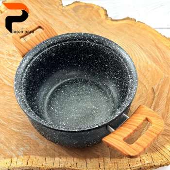 قابلمه 16 دسته چوبی گرانیتی مشکی سفید هاناتک - Image 8