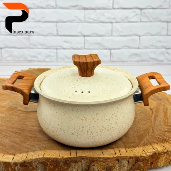 قابلمه 16 دسته چوبی گرانیتی کرمی هاناتک - Image 2