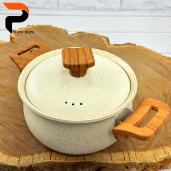 قابلمه 16 دسته چوبی گرانیتی کرمی هاناتک - Image 6