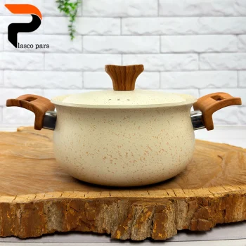 قابلمه 16 دسته چوبی گرانیتی کرمی هاناتک - Image 4