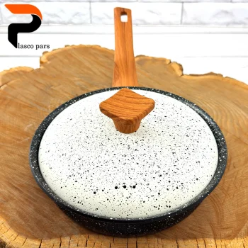 تابه 20 تکدسته دسته چوبی گرانیتی مشکی سفید هاناتک - Image 4