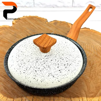 تابه 20 تکدسته دسته چوبی گرانیتی مشکی سفید هاناتک