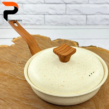 تابه 20 تکدسته دسته چوبی گرانیتی کرمی هاناتک - Image 2