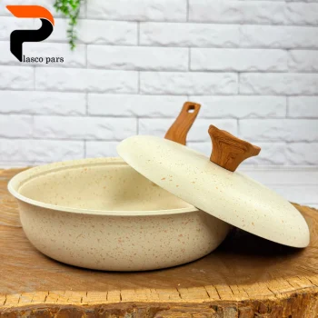 تابه 20 تکدسته دسته چوبی گرانیتی کرمی هاناتک - Image 4