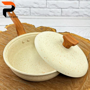 تابه 20 تکدسته دسته چوبی گرانیتی کرمی هاناتک - Image 3