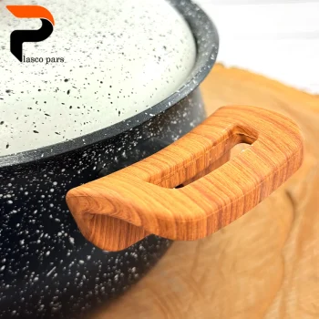 قابلمه 20 دسته چوبی گرانیتی مشکی سفید هاناتک - Image 2