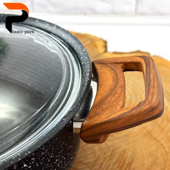 قابلمه 20 ونیز دسته چوبی درب پیرکس مشکی هاناتک - Image 4