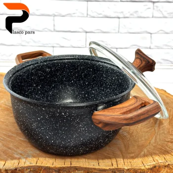 قابلمه 20 ونیز دسته چوبی درب پیرکس مشکی هاناتک - Image 3