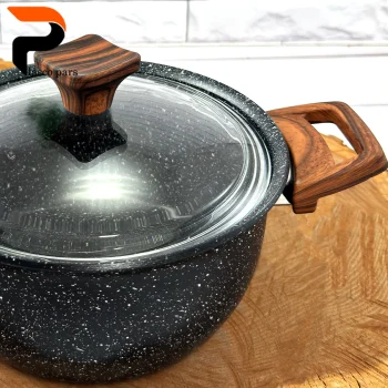 قابلمه 20 ونیز دسته چوبی درب پیرکس مشکی هاناتک - Image 6