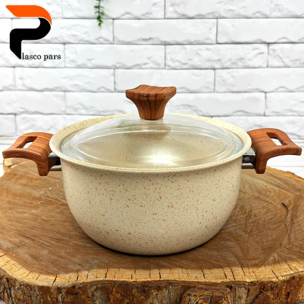 قابلمه 20 ونیز دسته چوبی درب پیرکس کاپوچینو هاناتک