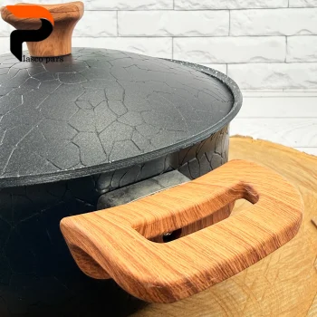 قابلمه 24 آنتیک دسته چوبی گرانیتی مشکی هاناتک - Image 4