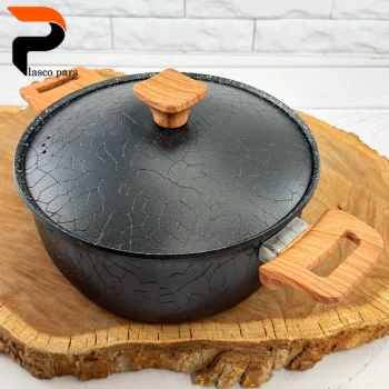 قابلمه 24 آنتیک دسته چوبی گرانیتی مشکی هاناتک - Image 6