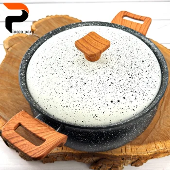 قابلمه 24 دسته چوبی گرانیتی مشکی سفید هاناتک - Image 5