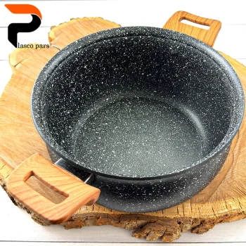 قابلمه 24 دسته چوبی گرانیتی مشکی سفید هاناتک - Image 6