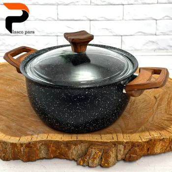 قابلمه 24 ونیز دسته چوبی درب پیرکس مشکی هاناتک - Image 5