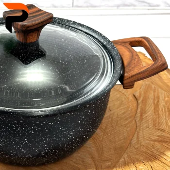 قابلمه 24 ونیز دسته چوبی درب پیرکس مشکی هاناتک - Image 2