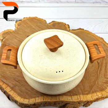 قابلمه 24 دسته چوبی گرانیتی کرمی هاناتک - Image 3